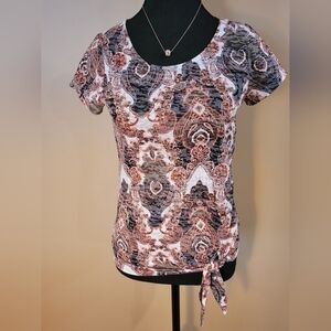 CLEO Short Sleeved T-shirt with Waist Side Tie, Size XS